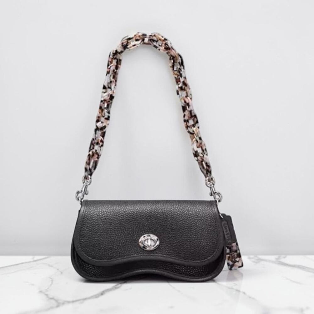 Coach Wavy Dinky Bag Coachtopia Black Leather Shoulder Crossbody CK113 NWT NEW
